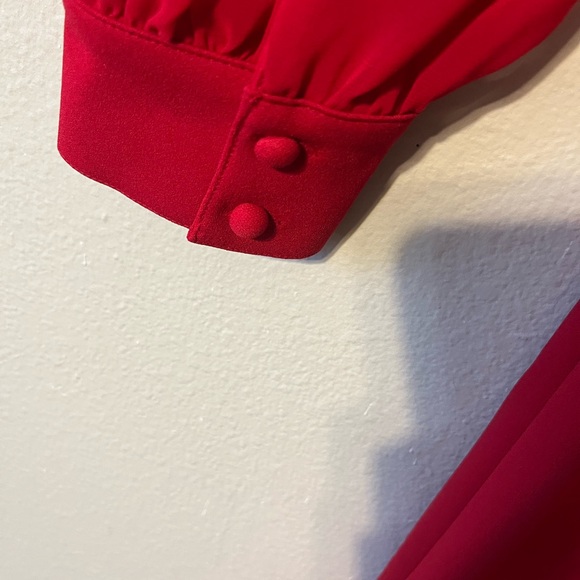 Calvin Klein Women's Red Illusion-Sleeve a-Line Dress Size 12 - Picture 7 of 8